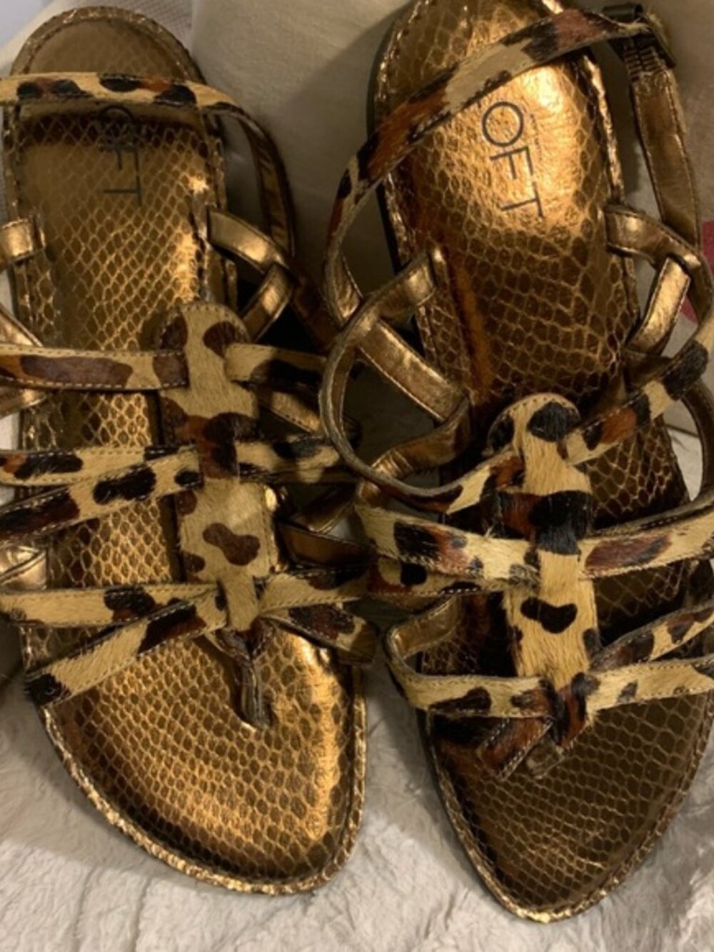 LOFT Gold Leopard Sandals 8.5
